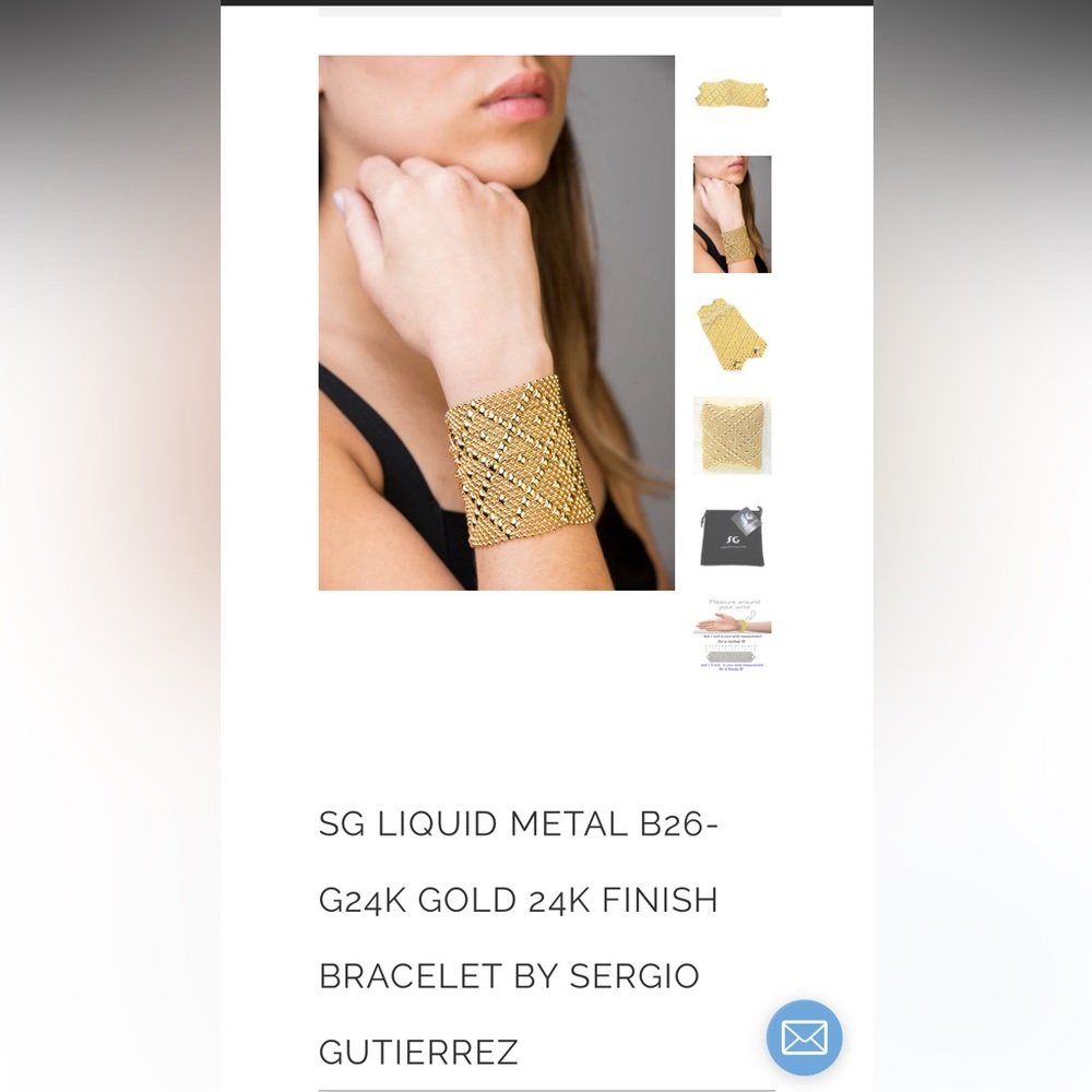 Sergio Gutierrez worn 2x Perfect condition 24K Gold Finish Liquid Metal Bracelet